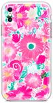 Berkin Arts Compatible with iPhone XS Case/iPhone X Case (Not for iPhone XS Max) Clear Silincone Cover Pink Flower Floral Design Stylish Geometric