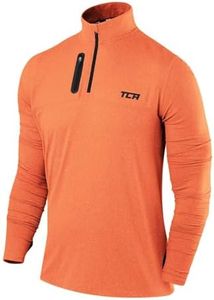 TCA Men's Fusion Pro Quickdry Long Sleeve Half-Zip Running Shirt - Orange/Orange, Large