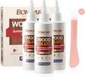 Boncart Wood Glue, 8.45fl.oz Super Strong Adhesion Wood Glue for Furniture Heavy Duty, Clear After Drying, Waterproof, for Woodworking, Crafts, Repair, Furniture Assembly (3 Pack)