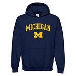 UGP Campus Apparel NCAA Officially licensed College - University Team Color Arch Logo Hoodie, Michigan Wolverines Navy, Large