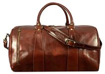 Leather Duffel Bag Weekend Bag Gym Large Travel Bag - Time Resistance (Brown)