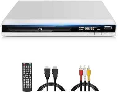 Region Free HD DVD Player, White CD Player for Home Stereo System, All Region DVD Players for TV with HDMI, Up-Convert to HD 1080P, Breakpoint Memory, Plays All Zones 1/2/3/4/5/6, Built-in PAL/NTSC