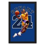 Ritwika's Painting Of Basketball Player Kobe Bryant Sports Poster Frame - Original Vector Artwork in Blue Color | Perfect For Home and Office Decor & Gift | Size 9.5 x 13.5 Inch - Set of 1