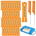 Sedir 48 Pieces Orange Hair Perm Rods, 3.3x0.86 Inch Curler Perm Rods Cold Wave Perming Rods with 2 Steel Pintail Comb & 300 Pieces Perm Paper, for Hairdressing Styling