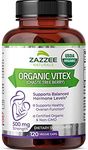 Zazzee USDA Organic Vitex, 500 mg Strength, 120 Vegan Capsules, 4 Month Supply, Standardized and Concentrated 4X Extract, Whole USDA Certified Organic Chaste Berry, All-Natural and Non-GMO