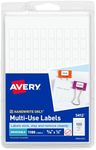 Avery Multi-Use Removable Labels, 5/16" x 1/2", White, Non-Printable, 1,100 Labels Per Pack, 18 Packs, 19,800 Blank Labels Total (5412)