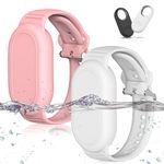 MOWYEOK [Pack of 2] GPS Tracker Bracelet for Samsung, Soft Silicone GPS Tracker Hidden Waterproof Wristband, Adjustable Strap Compatible with Samsung Galaxy SmartTag2 (2023) - White + Pink