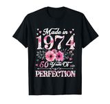 50 Year Old Made In 1974 Floral 50th Birthday Gift For Women T-Shirt