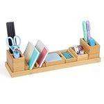 BELLE VOUS Desk Organiser with 6 Adjustable Compartments - Tidy for Office Accessories - Storage Stationery Organiser Caddy