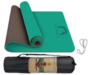 Bodylastics Yoga Mat for Men and Women with Carry Bag TPE 6ft x 2ft x 6mm Large Size Anti Slip & Anti Tear Workout Mat (Green/Black Mat Only)