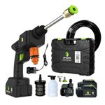Jet Hawk Cordless High-Pressure Washer Bundle in Green - Lightweight Portable Jet Wash - Any Water Source - Various Spray Nozzles, Soap Dispenser, 5m Hose & Connector, Carry Case & Additional Battery