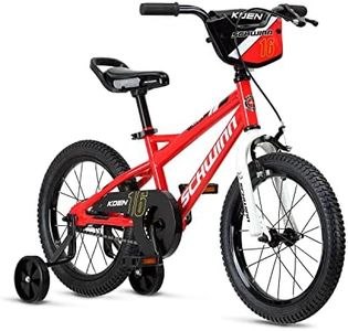 Schwinn Koen & Elm BMX Style Toddler and Kids Bike, for Girls and Boys, 16-Inch Wheels, with Saddle Handle, Training Wheels, Chain Guard, and Number Plate, Recommended Height 38-48 Inch, Red