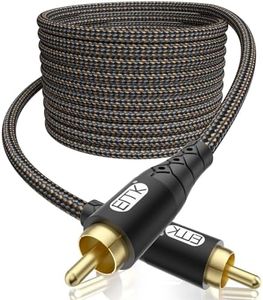 EMK RCA to RCA Subwoofer Cable – 24K Gold-Plated Connector Nylon Braided Double Shielded Audio Cable Digital&Analog Signal Support for Amplifiers Subwoofer Home Theater Hi-Fi Systems Black/25ft/8m