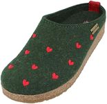 HAFLINGER Grizzly Cuoricini Felt Slippers Heart Cork, Egg 35, 10.5 AU