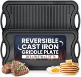 CHEFSPOT Griddle Pan for Stove Top – 20" Reversible Cast Iron Double Burner Griddle Plate, Multi-Use Preseasoned Pancake Pan with Handles - Works on all Stovetops, Grills, and Fire