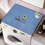 Washer and Dryer Covers Washing Machine Top Cover Dust-Proof Washer And Dryer Top Covers Anti-Slip Fridge Dust Cover 24In x 33In /60cm x 85cm fits microwave - Blue