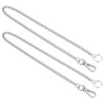 welsberg 2x keychain 50 cm long wallet chain, pants chain made of stainless steel, silver link chain for men women with snap hook and key ring