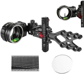 Compound Bow Sight Carbon Fiber Bar Micro Adjustable Single Pin Bow Sight T Shape Target Sight for LH/RH (Bow Sight with 6X Lens)