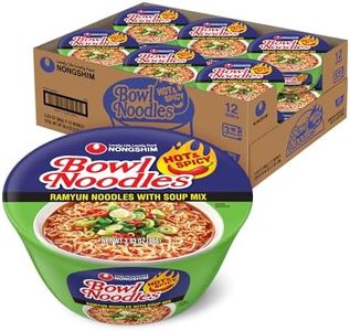 Nongshim Ramen Noodles, Gourmet Instant Ramen Bowl, Premium Microwavable Noodle Soup, Hot & Spicy, 3.03 Ounce (Pack of 12)