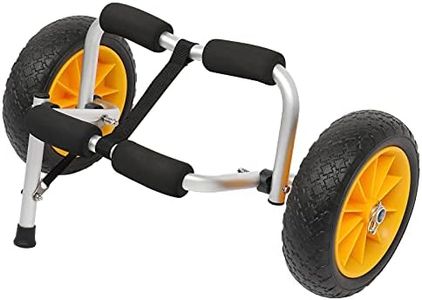Bonnlo Foldable Kayak Cart, Lightweight Aluminum Alloy Frame, Universal Dolly Cart with 10'' Durable Solid Tires for Canoes, Paddle Boards, Boats, Strong 1.75" Thick Prongs