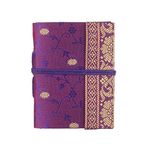 Paper High Handmade Sari Notebook - Mini 8 x 10.5cm - Purple - Unlined Recycled Paper - Pocket Notebook and Diary - Indian Stationery Gift