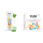 PLUSH All Natural Shaving Gel for Women with Aloe Vera & Vitamin E Extracts & 100% Pure US Cotton Ultra-Thin Rash Free Natural Sanitary Pads for Women | Vegan & Paraben Free|For Normal-Sensitive Skin