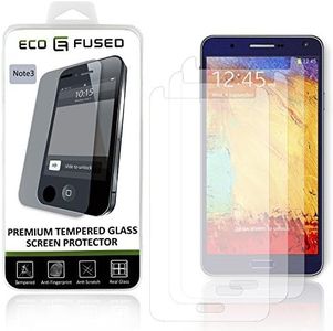 Eco-Fused Premium Tempered Glass Screen Protector for Samsung Galaxy Note 3-3 Glass Screen Protectors with Oleophobic Coating - Anti Fingerprint and Scratch - Perfect Clarity and Touch