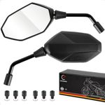 Evermotor Motorcycle Mirrors, E-approved Motorbike Mirrors, 360° Mobility Scooter Mirrors, with M8 M10 Threaded Bolts, Bike Mirror for Bike, Scooter, ATV, Moped, 2 PCS