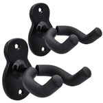 suzmei Guitar Hanger Guitar Wall Mount Holder Hook Stand, String Instruments Wall Hangers Stands Holders Hooks for Acoustic Electric Bass Classical Ukulele Guitars-Black(2PC)