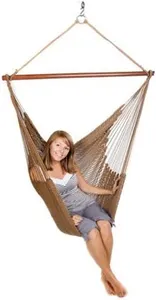 Green Mountain Hammocks - Hanging String Chair - 400 lb Capacity, 100% Recycled Fabric, Durable, Lightweight - Brown Model