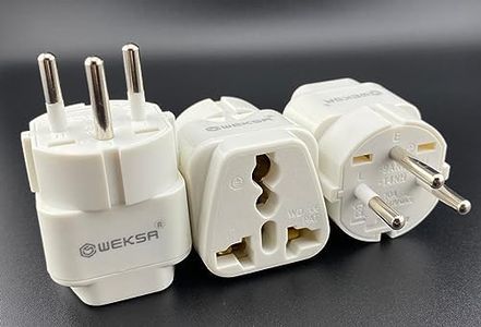 WEKSA Palestine/Israel Travel Adapter with Universal Input, US, UK, Australia to Palestine, Israel 3 Pin Power Plug with Safety Grounded Pin, White Type H Adaptor (3-Pack)