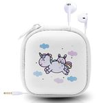 DTMNEP Kids Earbuds for Back to School with Cute Earphones Storage Case, Unicorn Earbuds for Kid in-Ear Headphone of Electronics Wired 3.5mm with Mic, Lovely Gifts for School Girl and Boy (White)