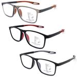 SIKAITE 3 Pack Progressive Multifocus Blue Light Blocking Computer Reading Glasses Readers with Spring Hinge for Women Men (3 Colour, 2.25, x)