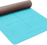 Heathyoga Limited TIME Eco Friendly Non Slip Yoga Mat, Body Alignment System, SGS Certified TPE Material - Textured Non Slip Surface and Optimal Cushioning,72"x 26" Thickness 1/4"