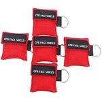 Pack of 5pcs CPR Face Shield Mask Keychain Ring First Aid Kit CPR Face Shields for First Aid or CPR Training (Red-5)