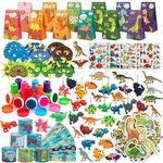 146Pcs Dinosaur Party Favors Bags for Kids Birthday Dinosaur Theme Birthday for Kids Carnival Prizes Kids Boy Pinata Fillers Toys Dinosaur Party Supplies Treat Gift Goody Bag Fillers