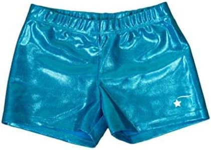 Destira Girl's Mystique Gymnastic Athletic Sport Short, Turquoise, Ideal for Gymnastics, Practices, Dance, Cheer, Tumbling, Yoga, & More, Child XL (12)