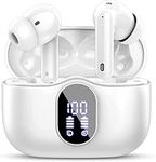 Btootos Wireless Earbuds, Bluetooth 5.3 Headphones In Ear with 4 ENC Noise Cancelling Mic, 2025 New Bluetooth Earphones Mini Deep Bass Stereo Sound, 36H Playtime LED Display Wireless Earbuds White