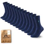 PANDA FOOD 6 Pairs Premium Men's Bamboo Dress Work Socks | Moisture-Wicking, Antibacterial, and Breathable | UK Size 7-11 | Navy Blue