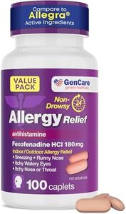 GenCare Allergy Relief Pills - Fexofenadine 180mg 24 Hour Non-Drowsy Allergy Medicine Antihistamine, Compare to Allegra 24 Hour Non Drowsy Pills for Itchy Eyes, Runny Nose, Hives (100 Count)