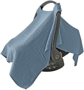 MOZAH Baby Car Seat Cover - Blue Mirage - 100% Organic Muslin - Soft, Breathable and Lightweight, Infant & Newborn Travel Essentials