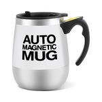 Self Stirring Coffee Mug Stainless Steel Auto Magnetic Mug for Coffee/Tea/Hot Chocolate/Milk/Cocoa Protein (White)