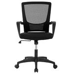 Home Office Chair Ergonomic Desk Chair Mesh Computer Chair Lumbar Support Modern Executive Adjustable Rolling Swivel Chair Comfortable Mid Black Task Chair, Black