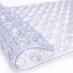 Bathtub Mat Non-Slip, 40" x 16" Full Coverage Soft Rubber Bath Mat Non Slip, Anti-Bacterial Tub Mat with Strong Suction Cups, Extra Long Shower Mat for Bathroom Floor Safe (Clear)