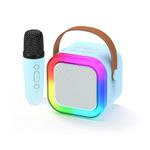 Kidsmate Mini Karaoke Machine with Wireless Mic for Kids | Portable Bluetooth, USB Connectivity Speaker with LED Lights & Music | Fun Singing Toy for Girls & Boys 4-12 Years | Set of 1 -Blue