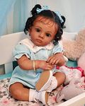 Angelbaby Lifelike Reborn Baby Dolls Black Girl 24 inch African American Reborn Toddler Dolls Look Real Cute Soft Realistic Newborn Silicone Dolls for Girls Gift Toys