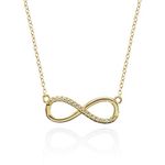 Namana Gold Infinity Necklace with Cubic Zirconia, Gold Chain Necklace for Women, Diamante Infinity Gold Necklace for Women and Teen Girls, Elegant Gold Infinity Jewellery Gifts for Women