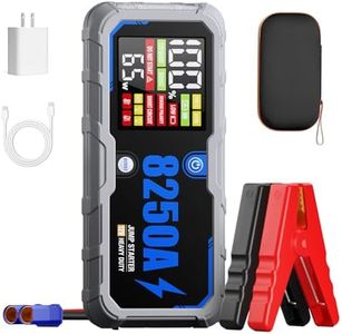 Portable 8250A Car Battery Jump Starter with PD-65W (for All Gas or 10.0+L Diesel), 12V Potable Car Jump Start with 4.01 inch HD Screen, 2 USB Power Bank 24-Months Stand-by Time