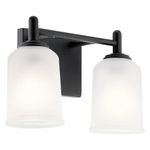 Kichler, Shailene 12.75" 2 Light Vanity Light with Satin Etched Glass in Black, 45573BK