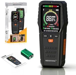MESITOOL Pinless Moisture Meter Wood Moisture Meter for Lumber Moisture Detector for Firewood Non-Destructive Moisture Reader with Backlit Screen suitable for Building Materials (MT28C)